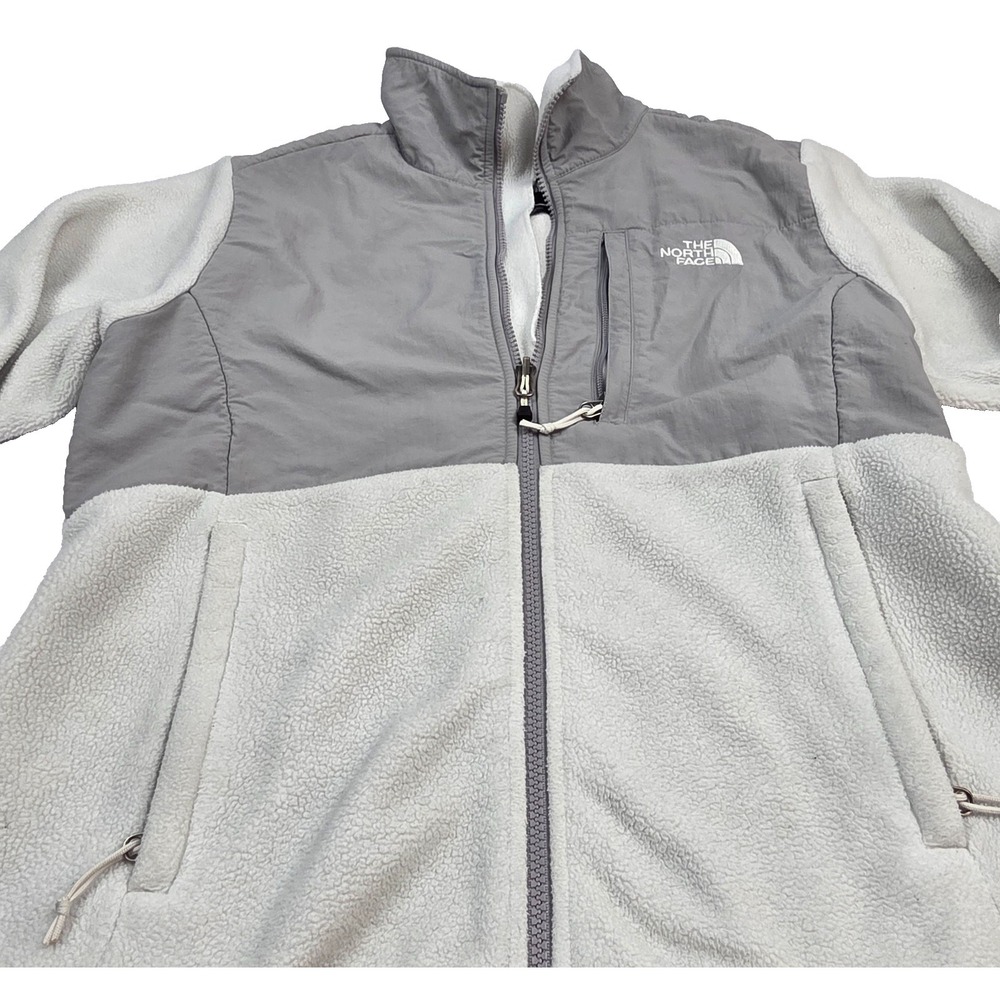 The North Face Women's Denali Fleece M Polartec Full Zip Jacket White Gray - Picture 4 of 4